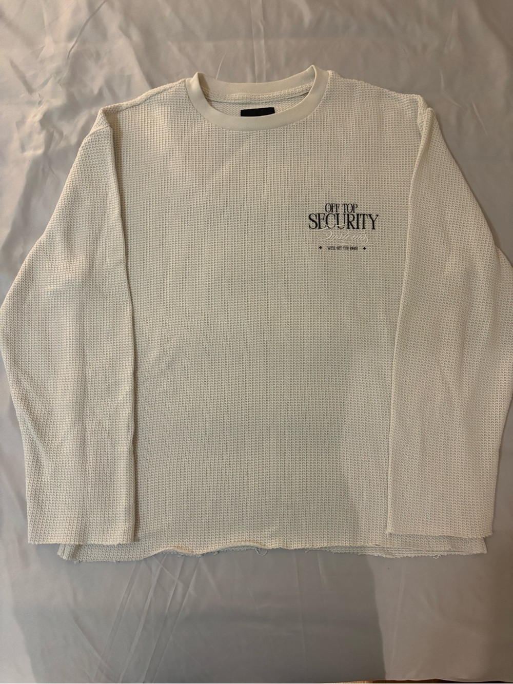 PacSun Off Top Security Waffle Knit Long Sleeve Shirt in White